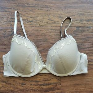 Calvin Klein Floral Tan Floral Chic Dainty Fairy Whimsigoth Embroidered Bra 36B